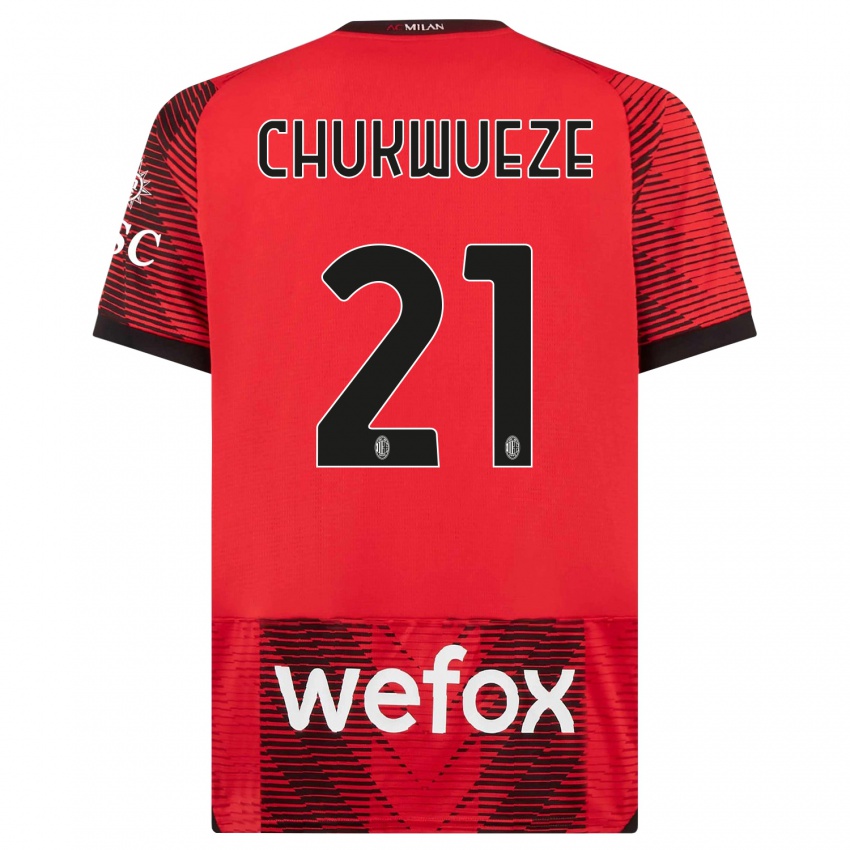 Damen Samuel Chukwueze #21 Rot Schwarz Heimtrikot Trikot 2023/24 T-Shirt Österreich