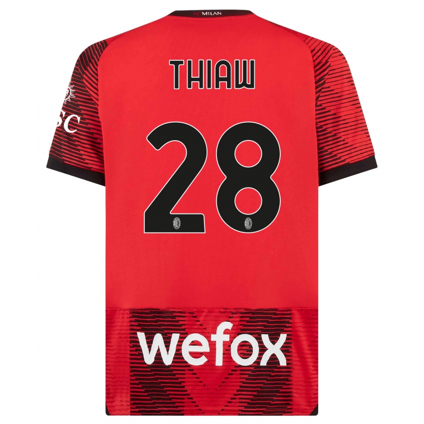 Damen Malick Thiaw #28 Rot Schwarz Heimtrikot Trikot 2023/24 T-Shirt Österreich