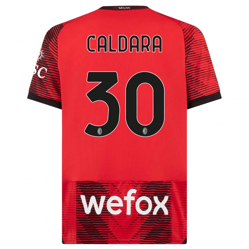 Damen Mattia Caldara #30 Rot Schwarz Heimtrikot Trikot 2023/24 T-Shirt Österreich