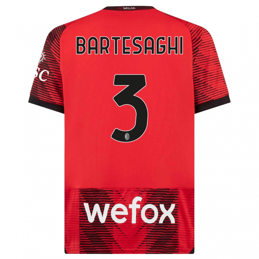 Damen Davide Bartesaghi #3 Rot Schwarz Heimtrikot Trikot 2023/24 T-Shirt Österreich