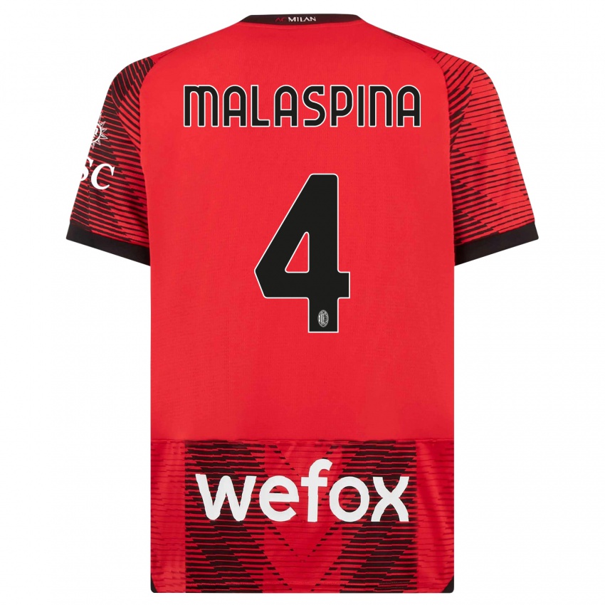 Damen Mattia Malaspina #4 Rot Schwarz Heimtrikot Trikot 2023/24 T-Shirt Österreich