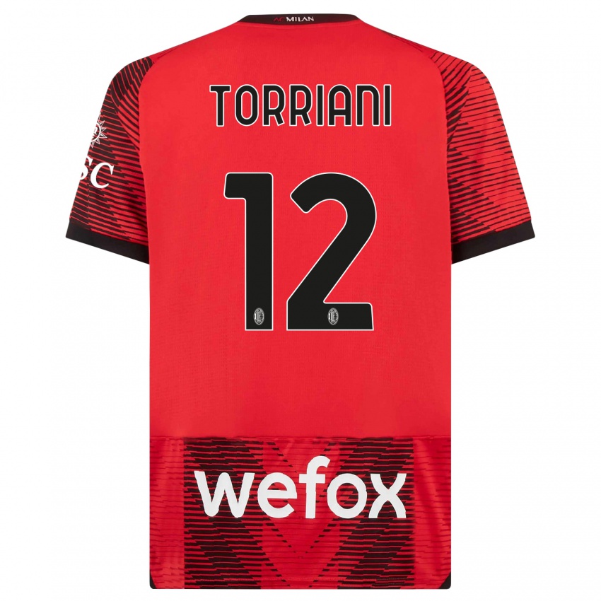 Damen Lorenzo Torriani #12 Rot Schwarz Heimtrikot Trikot 2023/24 T-Shirt Österreich