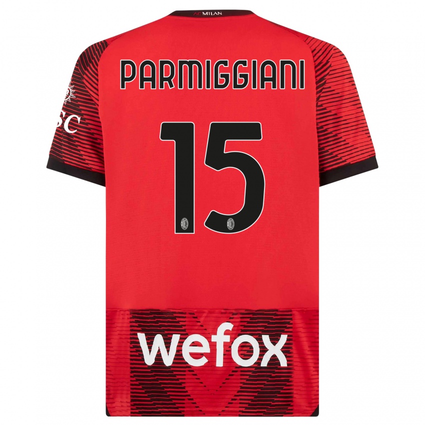 Damen Pietro Parmiggiani #15 Rot Schwarz Heimtrikot Trikot 2023/24 T-Shirt Österreich