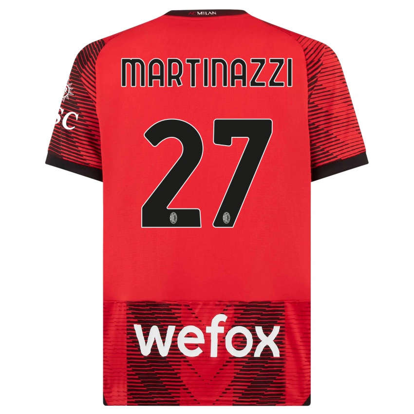 Damen Luca Martinazzi #27 Rot Schwarz Heimtrikot Trikot 2023/24 T-Shirt Österreich