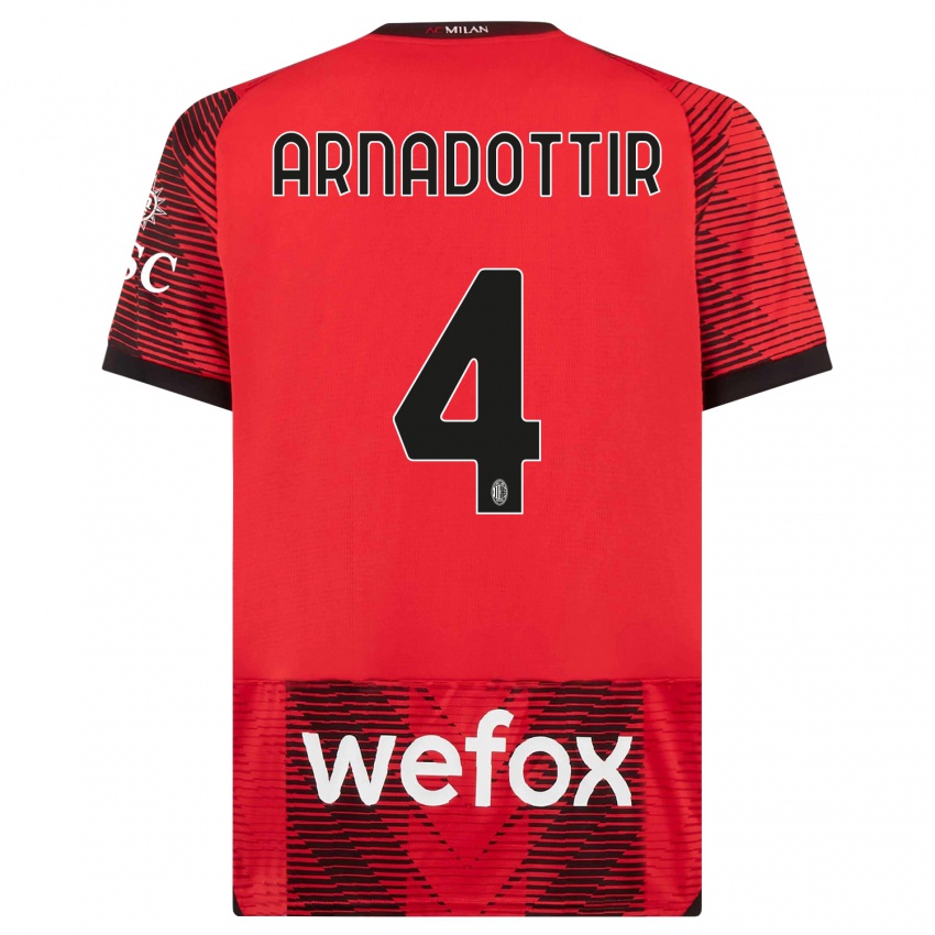 Damen Guony Arnadottir #4 Rot Schwarz Heimtrikot Trikot 2023/24 T-Shirt Österreich