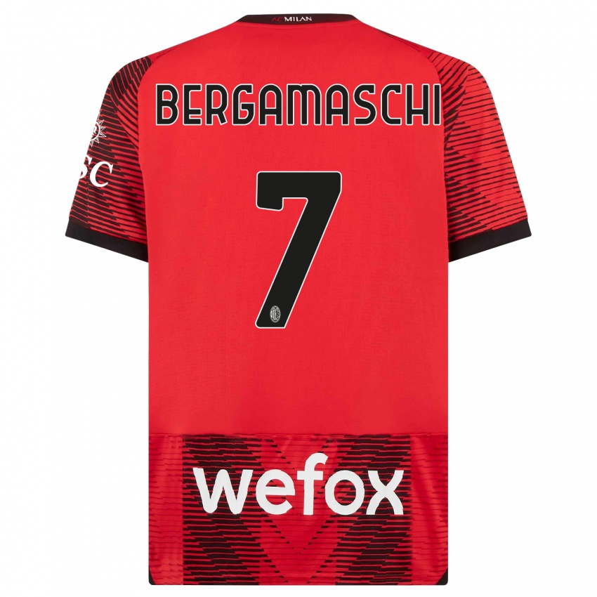 Damen Valentina Bergamaschi #7 Rot Schwarz Heimtrikot Trikot 2023/24 T-Shirt Österreich