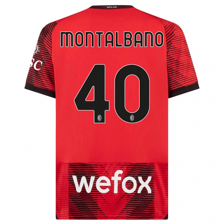 Damen Nicolo Montalbano #40 Rot Schwarz Heimtrikot Trikot 2023/24 T-Shirt Österreich