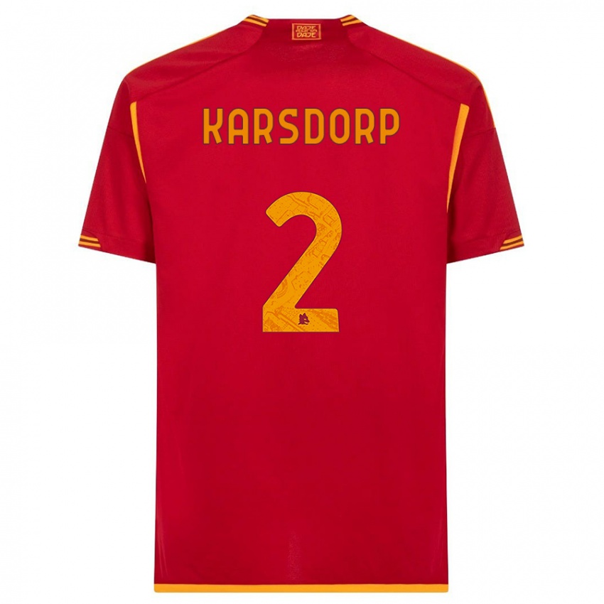 Damen Rick Karsdorp #2 Rot Heimtrikot Trikot 2023/24 T-Shirt Österreich