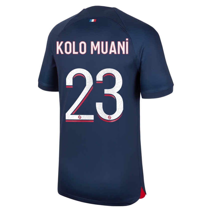 Damen Randal Kolo Muani #23 Blau Rot Heimtrikot Trikot 2023/24 T-Shirt Österreich