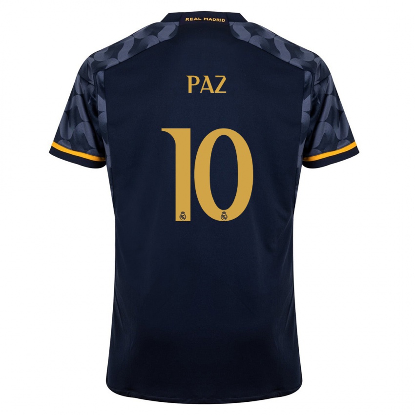 Damen Nico Paz #10 Dunkelblau Auswärtstrikot Trikot 2023/24 T-Shirt Österreich