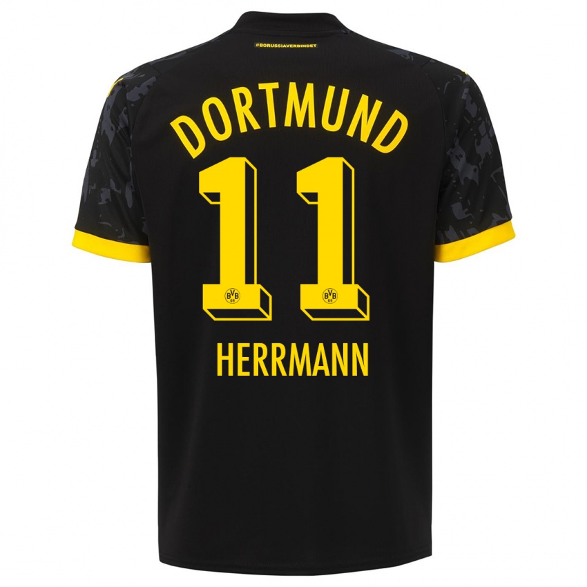 Damen Charles Herrmann #11 Schwarz Auswärtstrikot Trikot 2023/24 T-Shirt Österreich