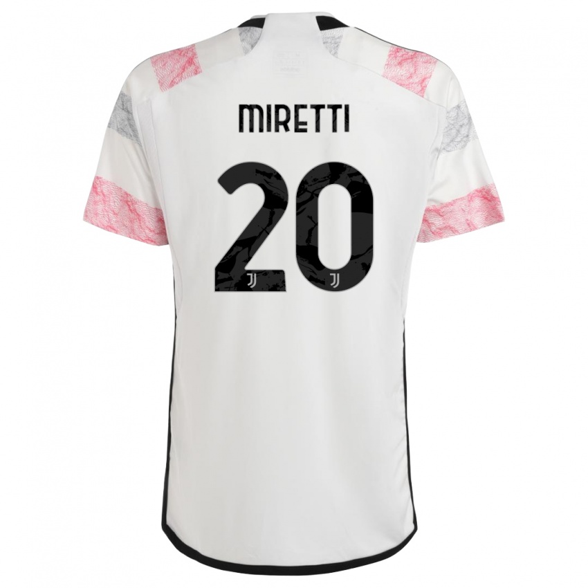 Damen Fabio Miretti #20 Weiß Rosa Auswärtstrikot Trikot 2023/24 T-Shirt Österreich