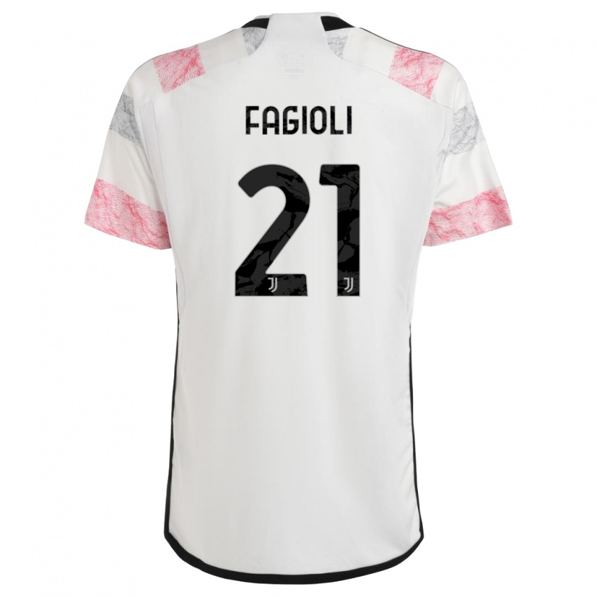 Damen Nicolo Fagioli #21 Weiß Rosa Auswärtstrikot Trikot 2023/24 T-Shirt Österreich