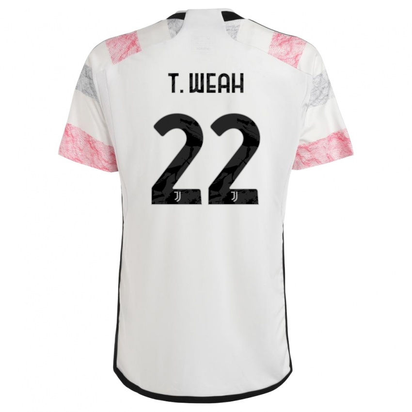 Damen Timothy Weah #22 Weiß Rosa Auswärtstrikot Trikot 2023/24 T-Shirt Österreich