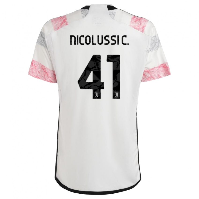 Damen Hans Nicolussi Caviglia #41 Weiß Rosa Auswärtstrikot Trikot 2023/24 T-Shirt Österreich