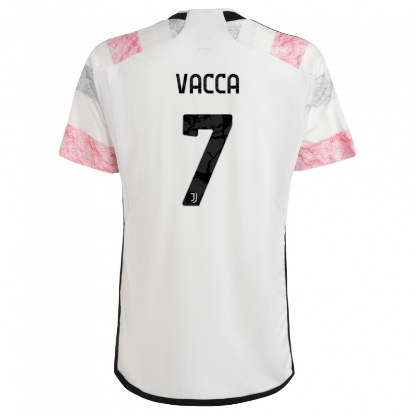 Damen Alessio Vacca #7 Weiß Rosa Auswärtstrikot Trikot 2023/24 T-Shirt Österreich