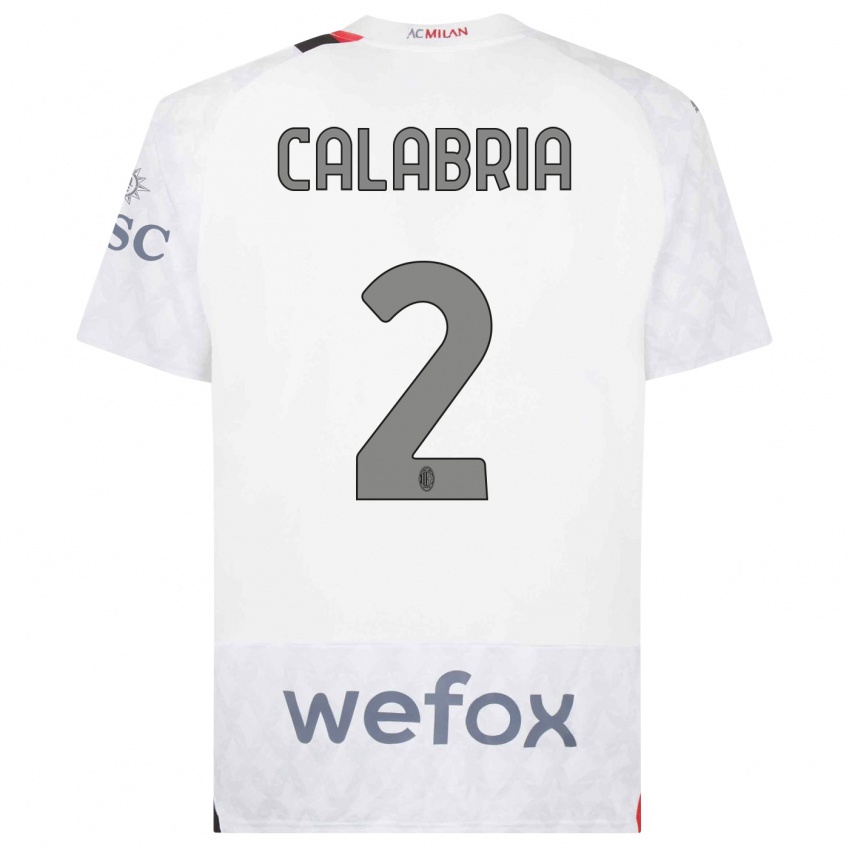 Damen Davide Calabria #2 Weiß Auswärtstrikot Trikot 2023/24 T-Shirt Österreich
