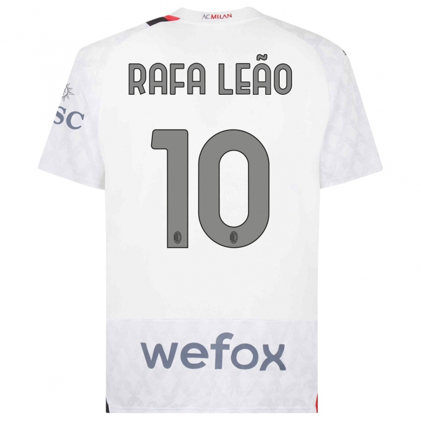 Damen Rafael Leao #10 Weiß Auswärtstrikot Trikot 2023/24 T-Shirt Österreich