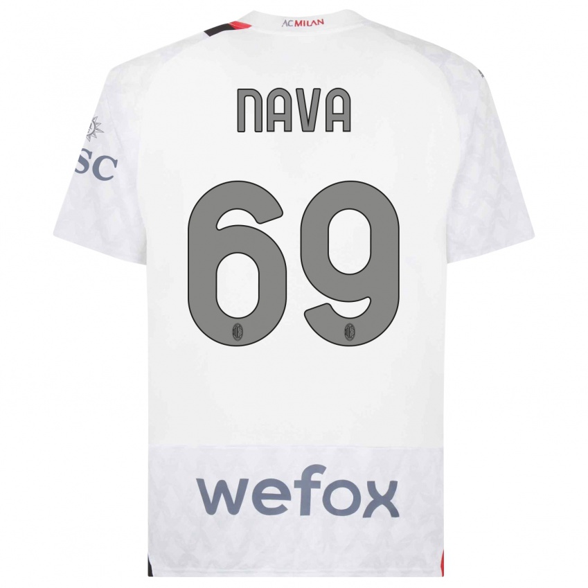 Damen Lapo Nava #69 Weiß Auswärtstrikot Trikot 2023/24 T-Shirt Österreich