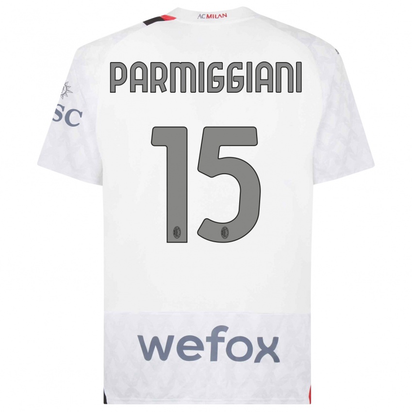 Damen Pietro Parmiggiani #15 Weiß Auswärtstrikot Trikot 2023/24 T-Shirt Österreich