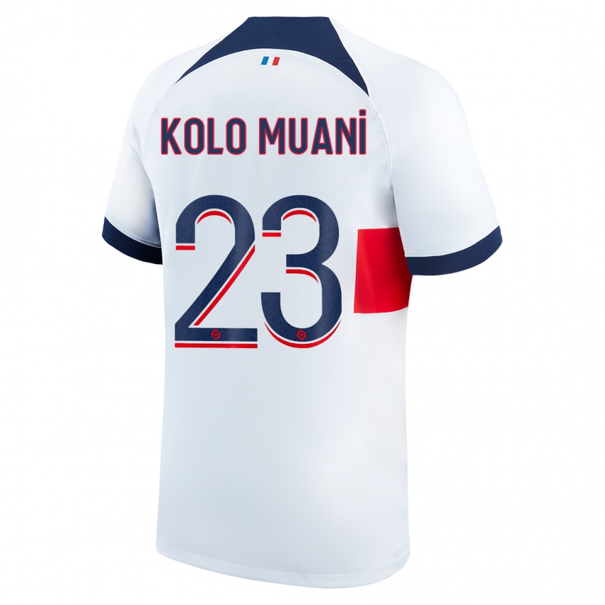 Damen Randal Kolo Muani #23 Weiß Auswärtstrikot Trikot 2023/24 T-Shirt Österreich