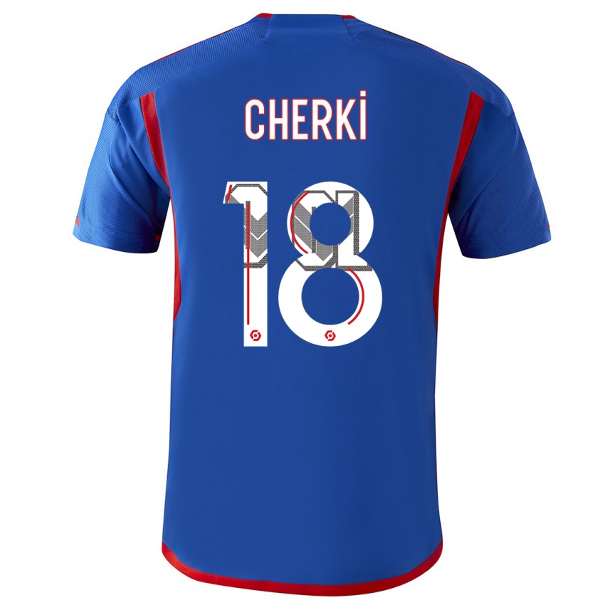 Damen Rayan Cherki #18 Blau Rot Auswärtstrikot Trikot 2023/24 T-Shirt Österreich