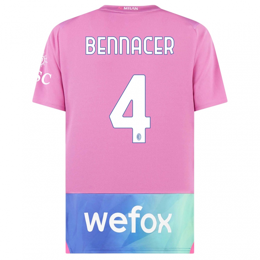 Damen Ismael Bennacer #4 Pink Lila Ausweichtrikot Trikot 2023/24 T-Shirt Österreich