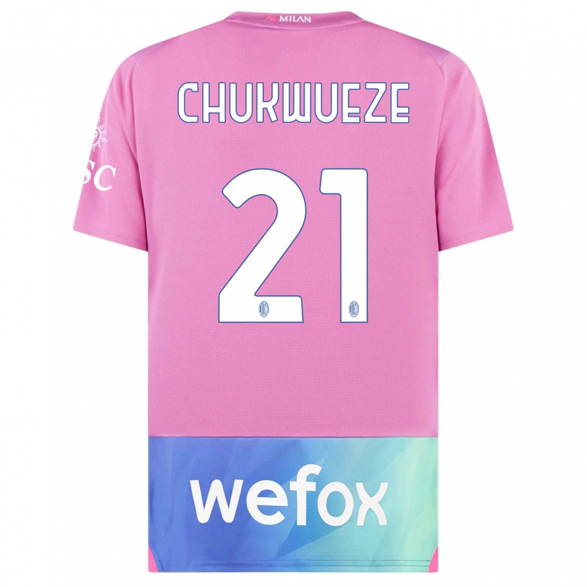 Damen Samuel Chukwueze #21 Pink Lila Ausweichtrikot Trikot 2023/24 T-Shirt Österreich