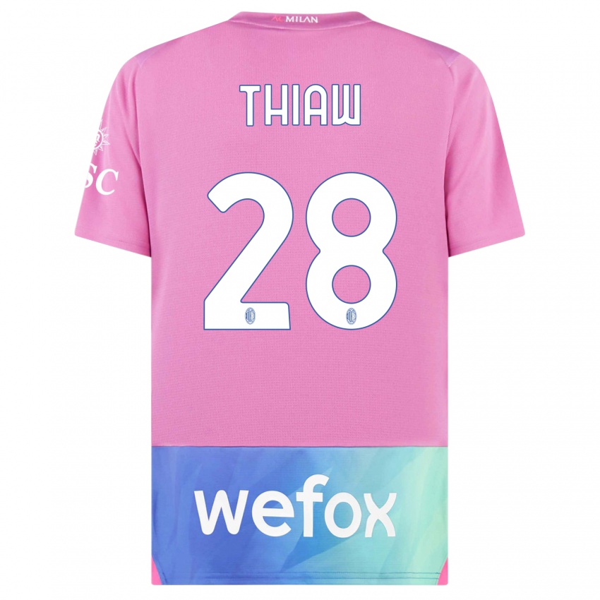 Damen Malick Thiaw #28 Pink Lila Ausweichtrikot Trikot 2023/24 T-Shirt Österreich