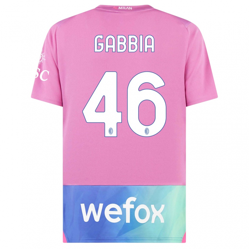 Damen Matteo Gabbia #46 Pink Lila Ausweichtrikot Trikot 2023/24 T-Shirt Österreich