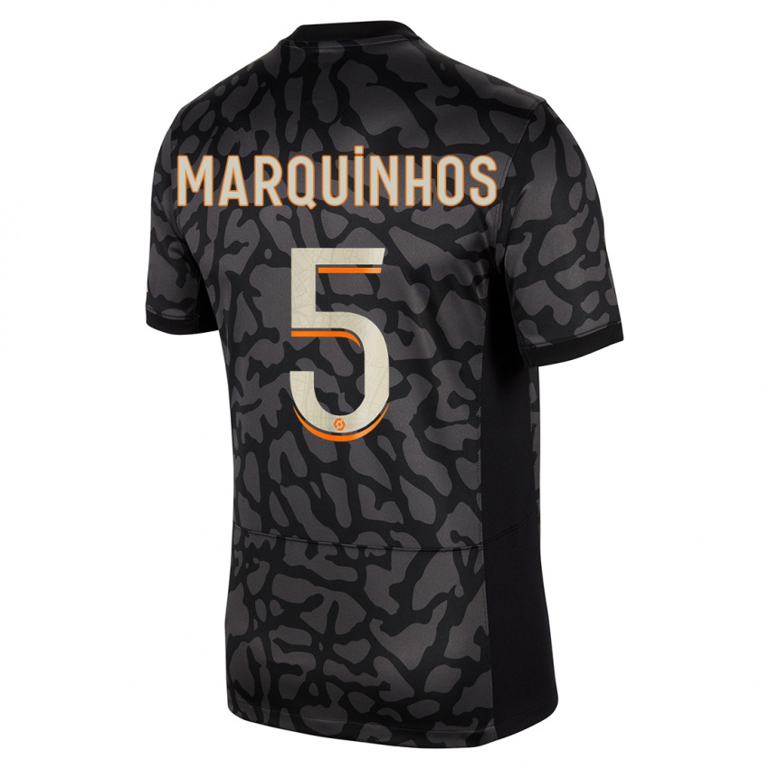 Damen Marquinhos #5 Schwarz Ausweichtrikot Trikot 2023/24 T-Shirt Österreich