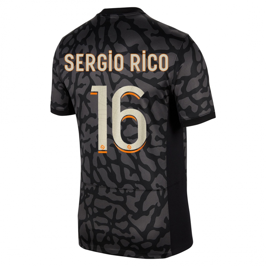 Damen Sergio Rico #16 Schwarz Ausweichtrikot Trikot 2023/24 T-Shirt Österreich