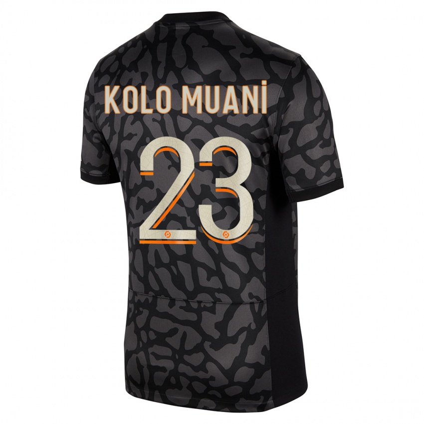 Damen Randal Kolo Muani #23 Schwarz Ausweichtrikot Trikot 2023/24 T-Shirt Österreich