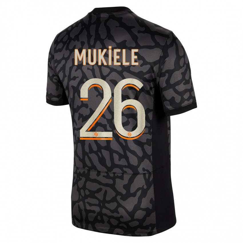 Damen Nordi Mukiele #26 Schwarz Ausweichtrikot Trikot 2023/24 T-Shirt Österreich