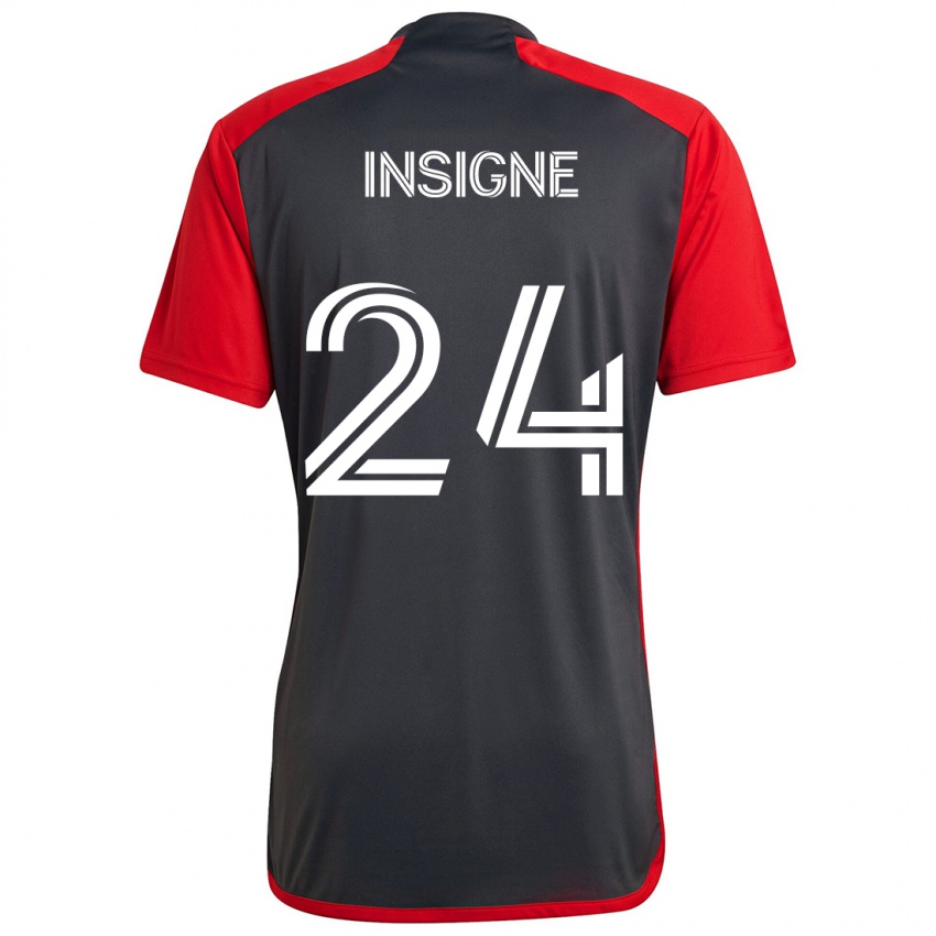 Kinder Lorenzo Insigne #24 Grau Rot Heimtrikot Trikot 2024/25 T-Shirt Österreich