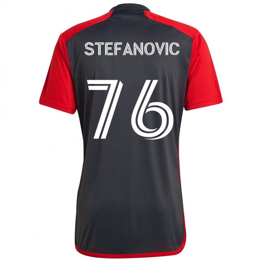 Kinder Lazar Stefanovic #76 Grau Rot Heimtrikot Trikot 2024/25 T-Shirt Österreich