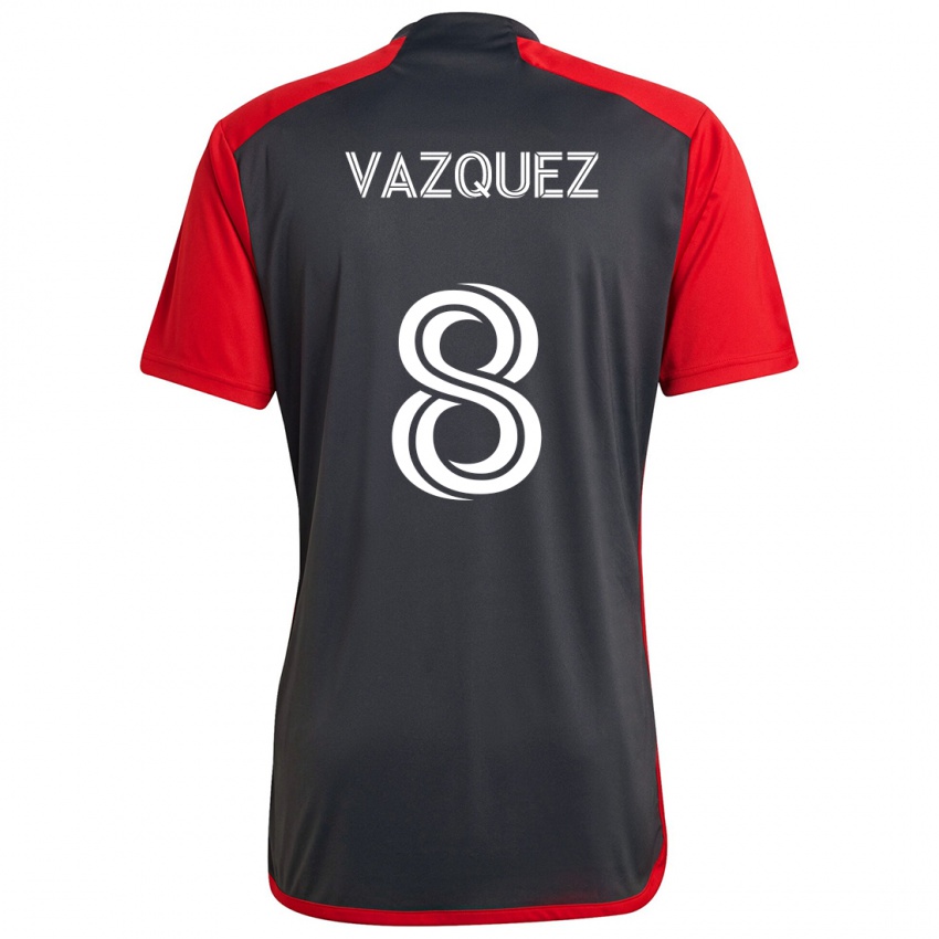 Kinder Víctor Vázquez #8 Grau Rot Heimtrikot Trikot 2024/25 T-Shirt Österreich