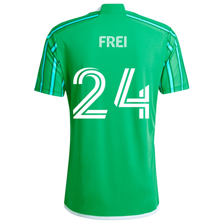 Kinder Stefan Frei #24 Grün Weiß Heimtrikot Trikot 2024/25 T-Shirt Österreich