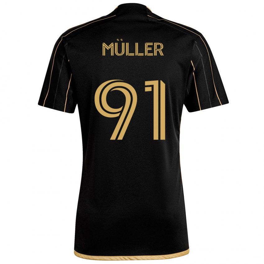 Kinder Luis Müller #91 Schwarzes Gold Heimtrikot Trikot 2024/25 T-Shirt Österreich