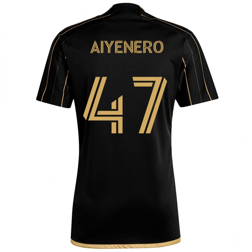 Kinder Marius Aiyenero #47 Schwarzes Gold Heimtrikot Trikot 2024/25 T-Shirt Österreich