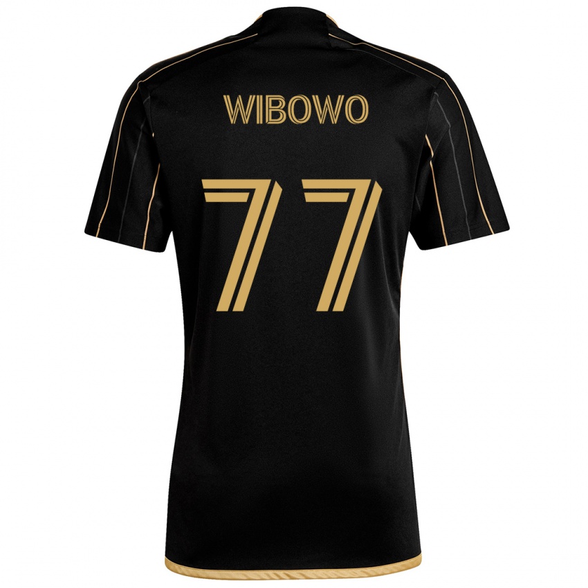 Kinder Adrian Wibowo #77 Schwarzes Gold Heimtrikot Trikot 2024/25 T-Shirt Österreich