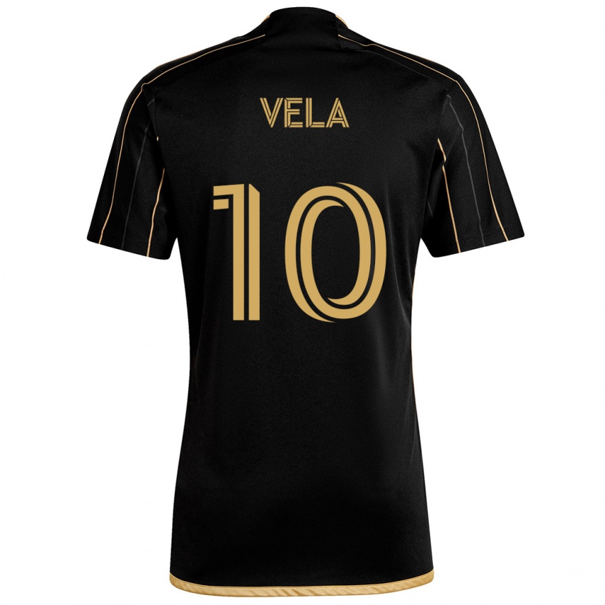 Kinder Carlos Vela #10 Schwarzes Gold Heimtrikot Trikot 2024/25 T-Shirt Österreich