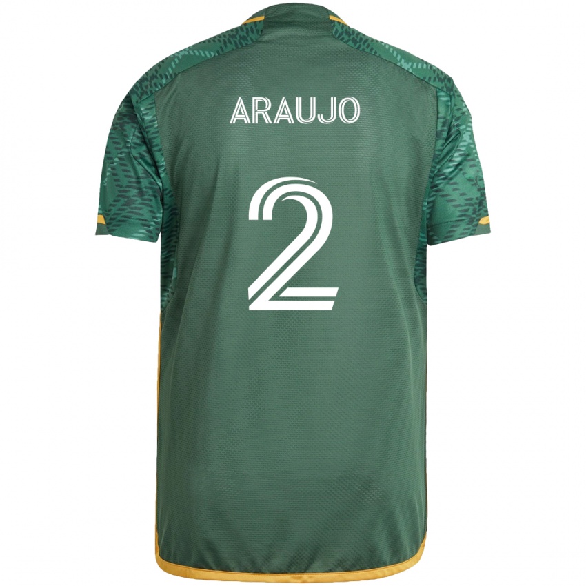 Kinder Miguel Araujo #2 Grün Orange Heimtrikot Trikot 2024/25 T-Shirt Österreich