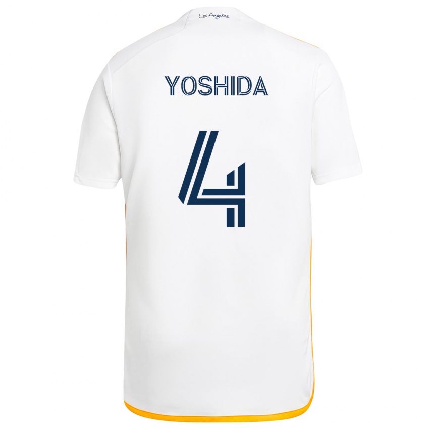 Kinder Maya Yoshida #4 Weiß Gelb Heimtrikot Trikot 2024/25 T-Shirt Österreich