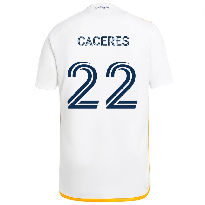 Kinder Martín Cáceres #22 Weiß Gelb Heimtrikot Trikot 2024/25 T-Shirt Österreich