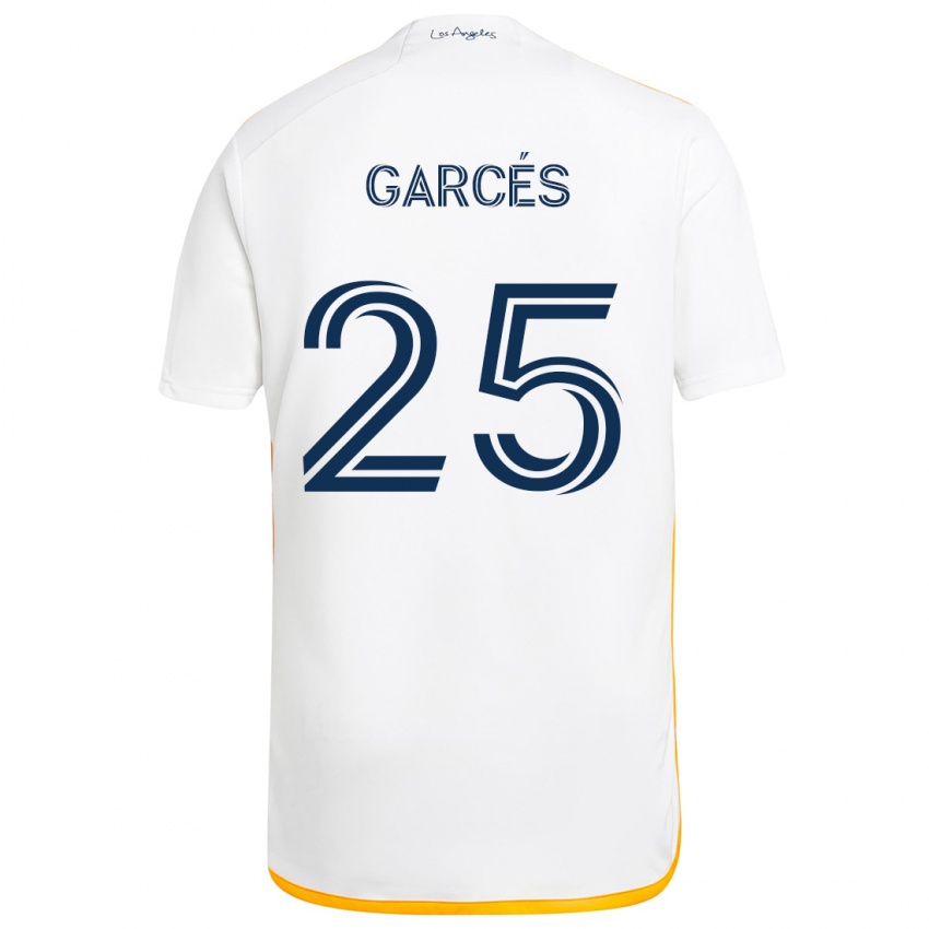 Kinder Carlos Garcés #25 Weiß Gelb Heimtrikot Trikot 2024/25 T-Shirt Österreich