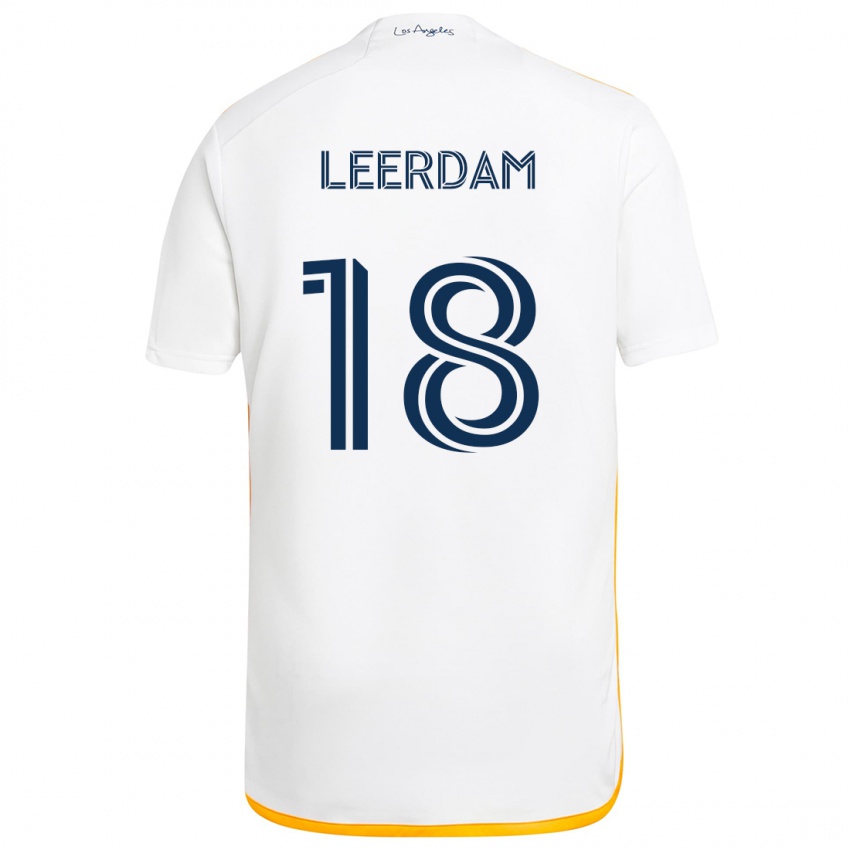 Kinder Kelvin Leerdam #18 Weiß Gelb Heimtrikot Trikot 2024/25 T-Shirt Österreich