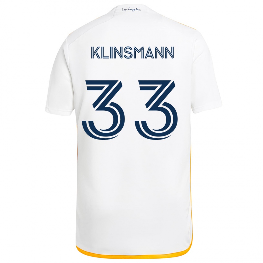 Kinder Jonathan Klinsmann #33 Weiß Gelb Heimtrikot Trikot 2024/25 T-Shirt Österreich