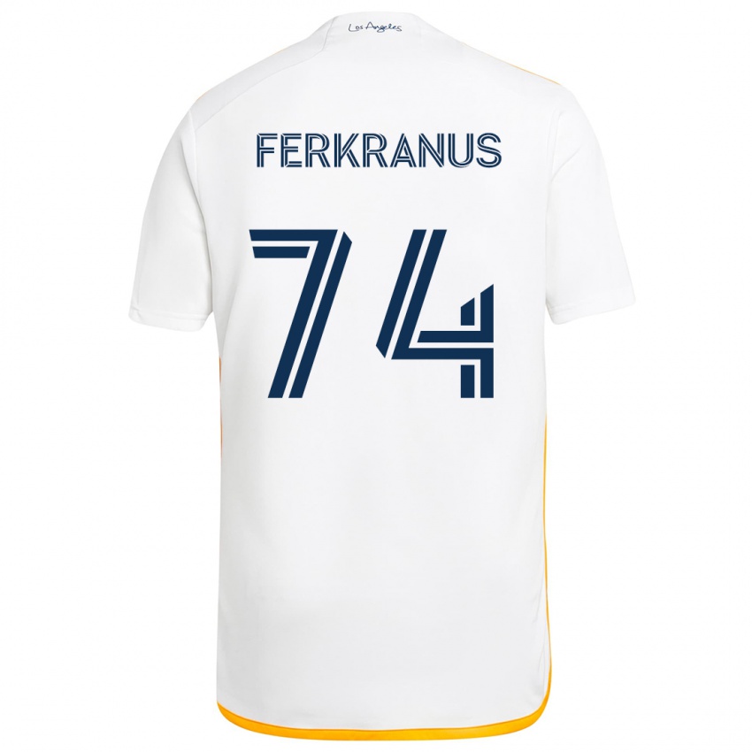 Kinder Marcus Ferkranus #74 Weiß Gelb Heimtrikot Trikot 2024/25 T-Shirt Österreich