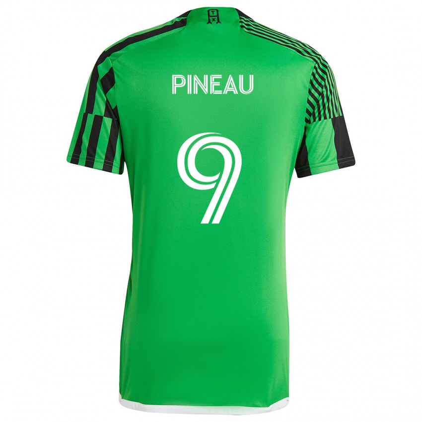 Kinder Sebastien Pineau #9 Grün Schwarz Heimtrikot Trikot 2024/25 T-Shirt Österreich